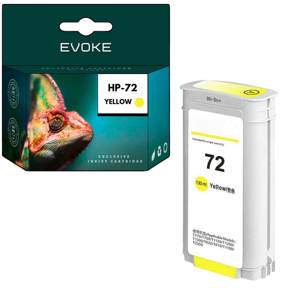 Tusz do HP 72Y żółty (Yellow) 130 ml | C9373A | DesignJet T610, T620, T790, T770, T1100, T1200, T1200 HD, T2300, T1300