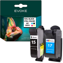 2x Tusz do drukarki HP 15 + 17 XL | czarny + kolor | C6615DE + C6625A