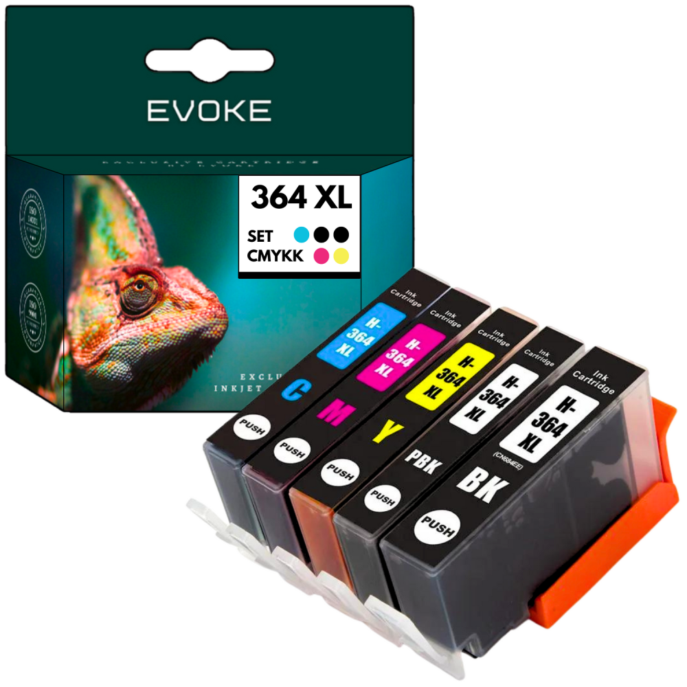 5x Tusz do drukarki HP 364 XL | czarny + zestaw kolorów | 364XL