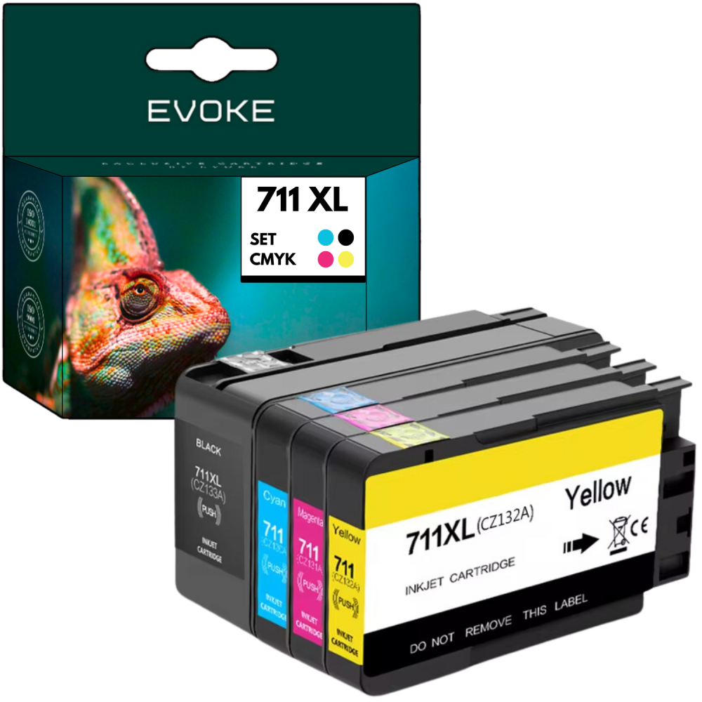 4x Tusz do drukarki HP 711 XL | czarny + zestaw kolorów | 711XL