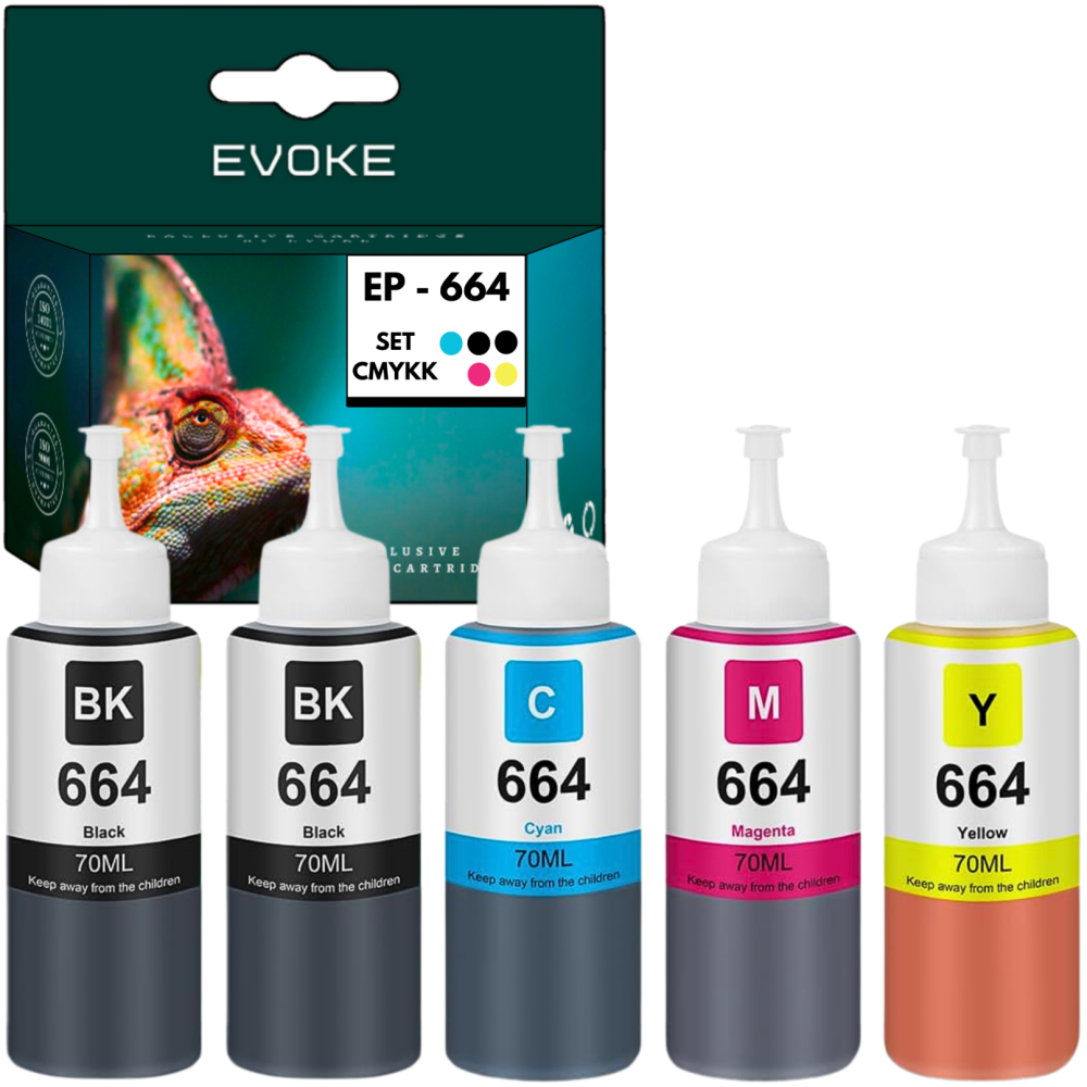 5x Tusz do drukarki Epson 664 | 2x czarny + komplet kolorów | T664
