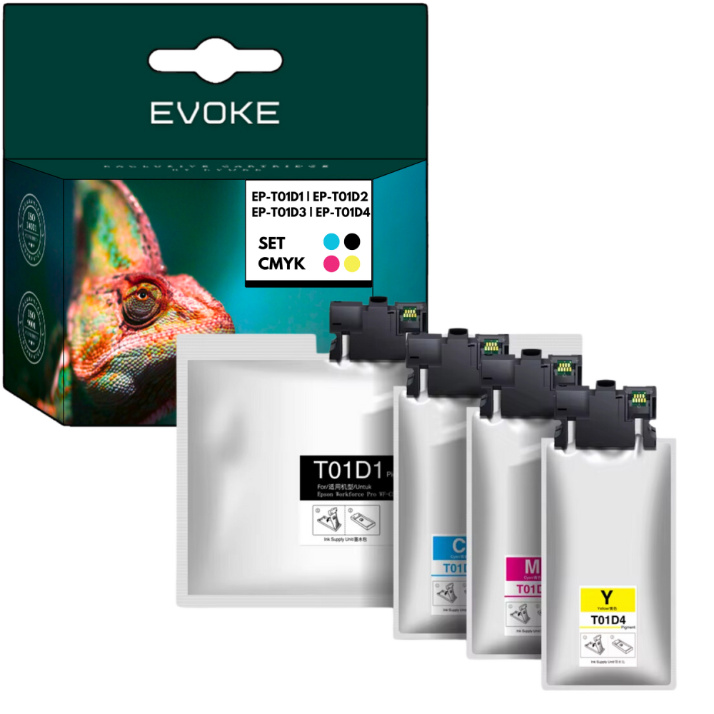 4x Tusz do drukarki Epson czarny + zestaw kolorów | T01D1 T10D2 T10D3 T10D4