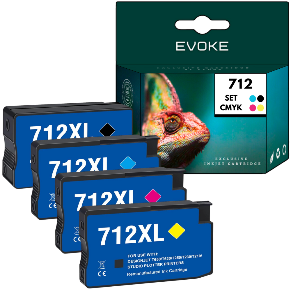 4x Tusz do drukarki HP 712 CMYK | 3ED71A + 3ED67A + 3ED68A + 3ED69A