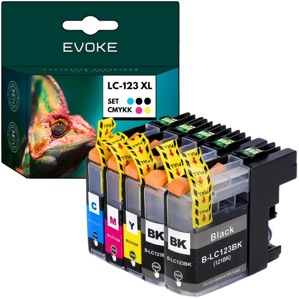 5x Tusz do drukarki Brother LC-123 XL | 2x czarny + zestaw kolorów | LC123