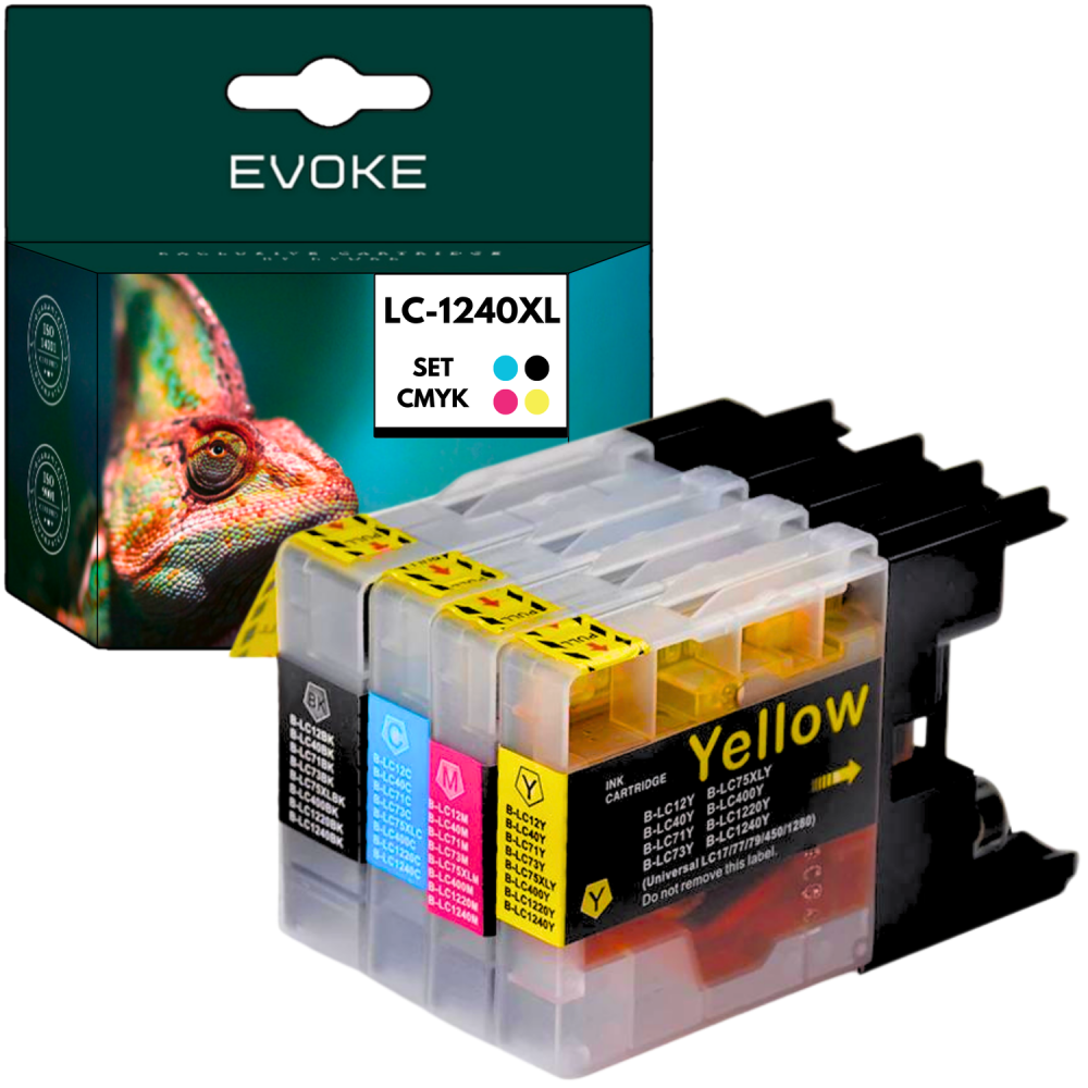 4x Tusz do drukarki Brother LC-1240 XL | czarny + zestaw kolorów | LC1240