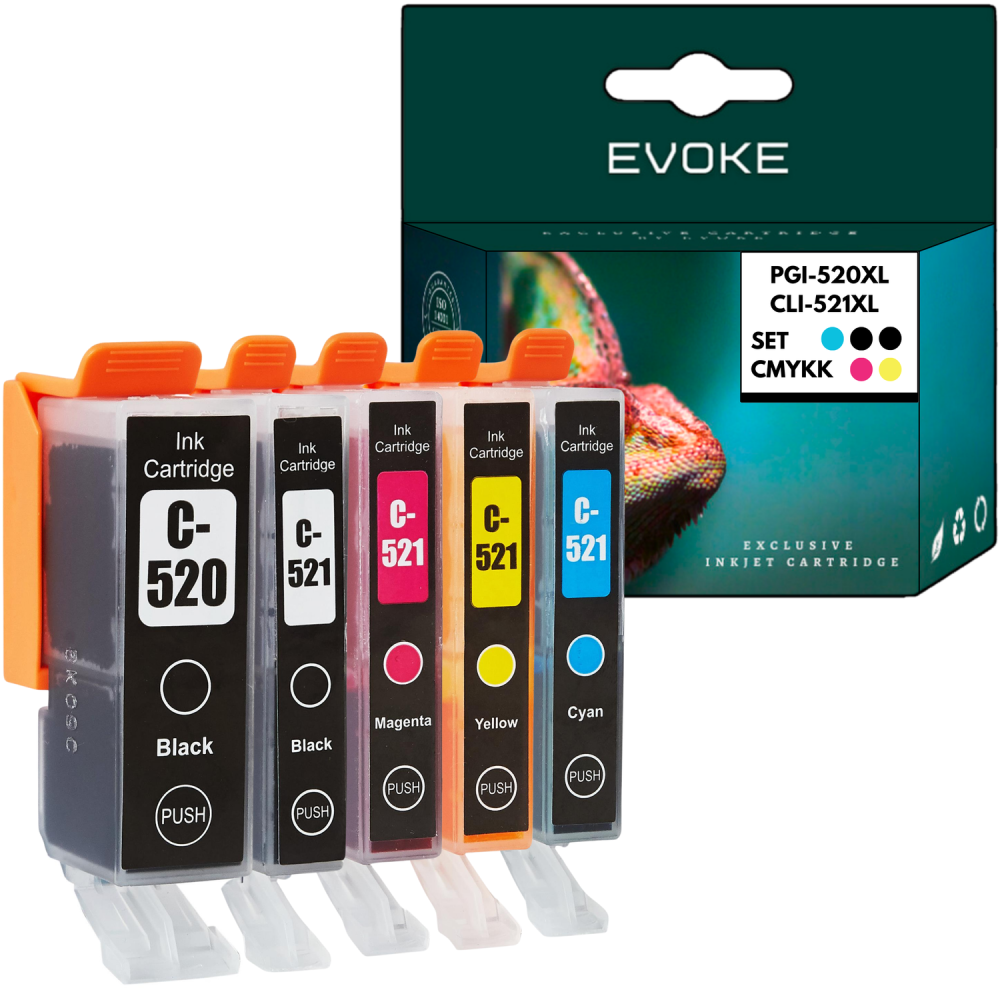 5x Tusz do drukarki Canon PGI-520 CLI-521 XL | Zestaw 1x PGI520 + 4x CLI521