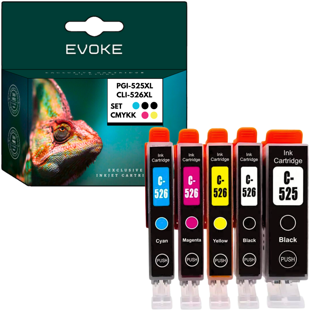 5x Tusz do drukarki Canon PGI-525 CL-526 XL | Zestaw 1x PGI525 + 4x CL526