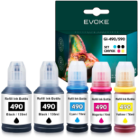 5x Tusz do drukarki Canon GI-490 XL | 2x czarny + zestaw kolorów | GI490