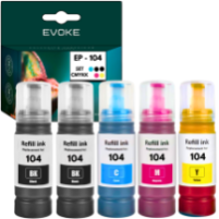 5x Tusz do drukarki Epson 104 XL | 2x czarny + zestaw trzech kolorów | T104