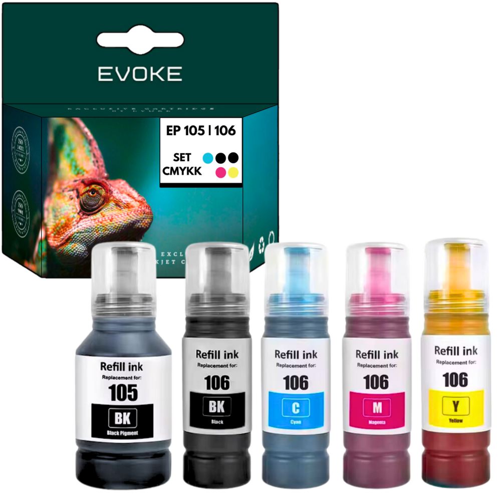 5x Tusz do drukarki Epson 105 XL | 2x czarny + zestaw trzech kolorów | T105