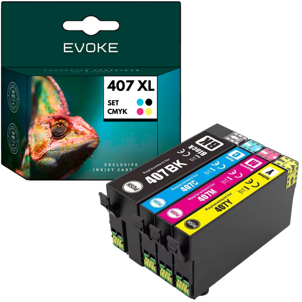 4x Tusz do drukarki Epson 407 XL | czarny + zestaw kolorów | 407 XL