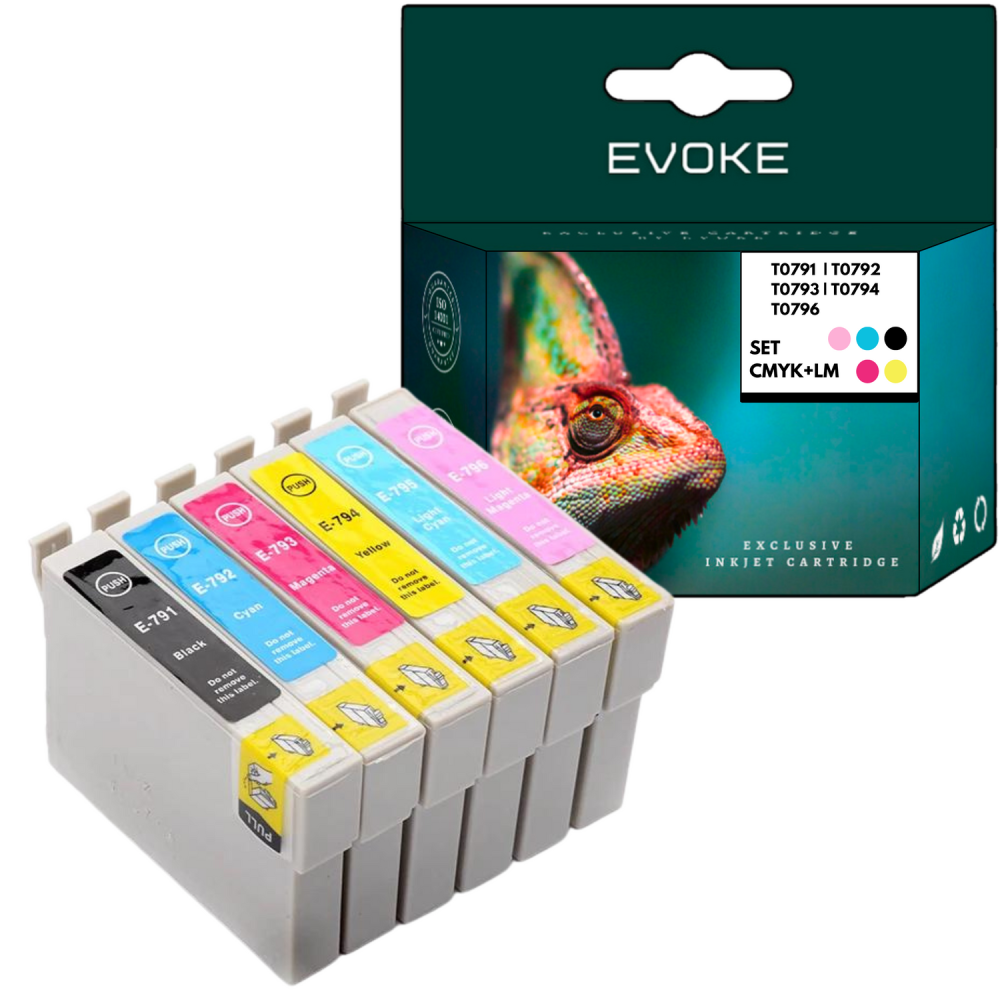 6x Tusz do drukarki Epson T0791 + T0792 + T0793 + T0794 + T0795 + T0796 XL